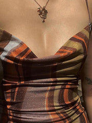 Elegant Sexy Backless Bandage Print Ruched Mini Dress for Women Club Party Sleeveless Straps Dresses Clothes New voguable