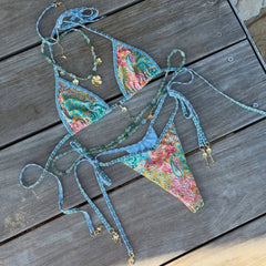 2025 Bandeau Biquini Women Sexy Bikini Push Up Swimsuit Female Swimwear Floral Printed Swim Suit Halter Bathingsuit Beachwear voguable