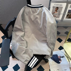 American Hip Hop Shirt Casual Sports V-neck Baseball Uniform Hoodie Women's Autumn Chic Hong Kong Retro College Jersey Jacket voguable