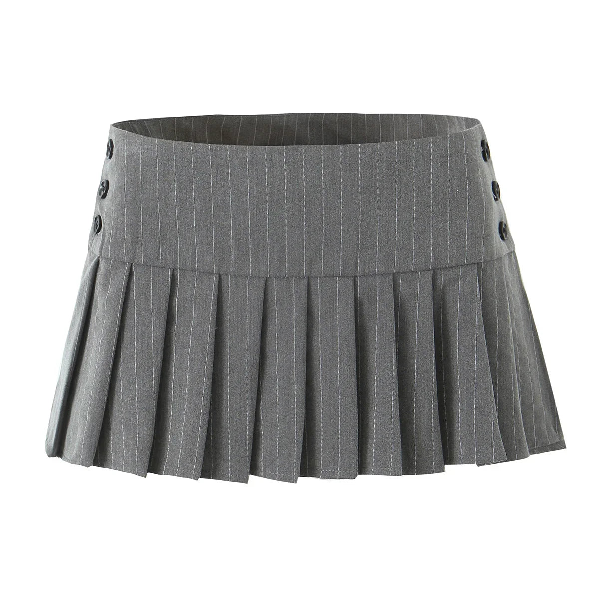Mini skirt y2k clothes kawaii korean fashion striped skirts for women grey mini skirts woman pleated micro skirts with buttons Pbong