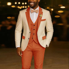 Voguable New Solid Suits for Men Slim Fit Groom Wedding Suits Tuxedo Best Man Blazer Vest Pants 3 Pieces Fashion Marriage voguable