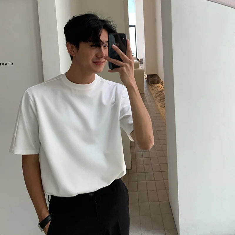 Summer Cotton Short-sleeved T-shirt Men Fashion 3-color Casual T-shirt Men Korean Version Loose O-neck T Shirt Mens Top M-2XL voguable