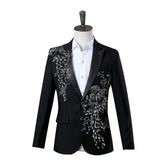 Voguable Elegant Appliqued Two-piece Men's Suit for Wedding Banquet Host Dance Prom Christmas Costume Men Blazer Chinese Style voguable