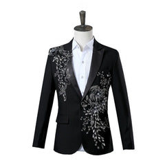 Voguable Elegant Appliqued Two-piece Men's Suit for Wedding Banquet Host Dance Prom Christmas Costume Men Blazer Chinese Style voguable