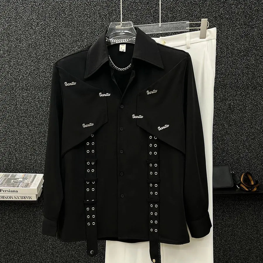 2025 Spring Autumn New High-end Niche Long Sleeve Shirt Men's Fashion Korean Style Fashion Handsome Loose Men's Shirt Aesthetic voguable