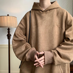 Voguable Men Hoodies Streetwear Vintage Embroidered Suede Hooded Sweatshirt High Quality Hoodie Luxury Brand Unisex Pullover Y2k Clothing voguable