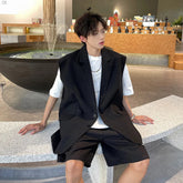 Mens Summer Sleeveless Jacket Casual Vest Suit Collar Loose Lightweight Outdoor Streetwear Breathable Top Clothing Male Fashion voguable