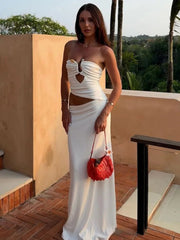 Strapless Hollow Out Sexy Maxi Dress Women Gown Summer New Off-shoulder Backless Sleeveless Beach Club Long Dress voguable