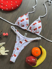 Swimwear Women Cute Cherry Print Brazilian Thong Bikini Set Sexy Thong Swimsuit Two Pieces Bathing Suit Women Beach Wear voguable