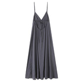Sexy Backless Flowy Midi Slip Dress Women High Waist V Neck A-line Holiday Summer Dresses Casual Beach Vestidos voguable