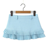 Cool Girl Y2K Pleated Mini Skirt Sexy Low Waist Short Skater Skirts With Shorts Lining voguable