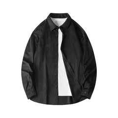 Trendy Yellow Long Sleeve Corduroy Shirt For Men Casual Loose-fit Shirt Spring Korean Style Fashion Daily Streetwear