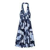 Voguable Sexy Cultivate Backless Women's Long Dress Elegant Deep V-neck Hollowed-out Printed Dresses Chic New Vacation Vestidos voguable