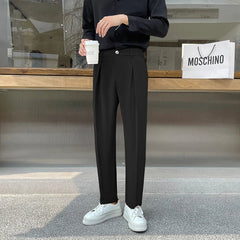 Black Suit Pants Men Slim Fashion Social Mens Dress Pants Korean Loose Casual Straight Pants Mens Office Formal Trousers M-3XL voguable