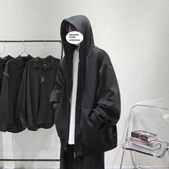 Men's Trendy Hoodie Cardigan Autumn Hooded Sweatshirt Solid Color Classic Jacket Long Sleeve Zipper Coat Casual Men Clothing voguable