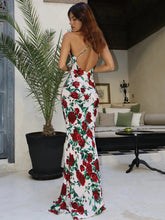 Halter Backless Print Sexy Maxi Dress For Women Gown Elegant Sleeveless High Waist Evening Club Party Long Dress voguable