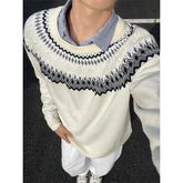 New American Vintage Men Sweater Trendy Twisted Flower Knit Solid Color Long Sleeve Pullover High Quality Skin-friendly Knitwear voguable