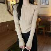 Voguable Autumn and Winter New Slim Round Neck Unique Design Knitted Inner Long-sleeved Base Sweater voguable