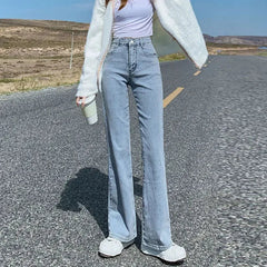 High-waisted Slimming Women's Jeans Petite Size Stretchy Floor-length Trousers Denim Fabric voguable