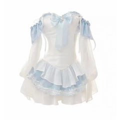 Voguable 2024 Summer Blue Lolita Clothing Suit Slim Vest + Kawaii Y2k Mini Dress Elegant Short Party Dress Japanese Style Fashion Suit voguable