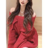 Autumn Design Sexy White Knitted Sweater Women Long Sleeve Pure Color Korean Fashion Y2k Clothing Elegant Pullover Female voguable