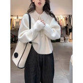 Voguable Polo Necklace Sweater Women Winter Loose Loose Knitted Top voguable