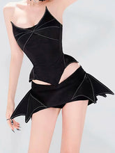 Voguable Sexy Irregular Two Piece Women Strapless Tube Tops and Mini Shorts Skirts Matching Sets Autumn Fashion Party Club Outfits voguable