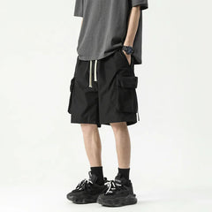 Summer Shorts Men Fashion Retro Pocket Shorts Mens Japanese Streetwear Hip-hop Loose Cargo Shorts Man Plus Size Shorts 4XL voguable