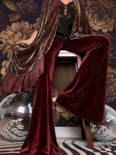 Voguable Elegant Slim Temperament Pant Vintage Velvet Sequins High Waist Flare Pants Autumn Winter New Women Solid Color Commute Trousers voguable