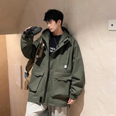 Outdoor jacket Streetwear Coffee Cargo Jacket Men Women 2025 Spring Harajuku Coat Korean Fashion Big Pocket Loose Casual 4Colors voguable