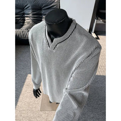 Autumn Long Sleeved T-shirt Men Fashion V-neck T-shirt Men Streetwear Hip-hop Loose Casual Pleated T Shirt Mens Top M-3XL voguable