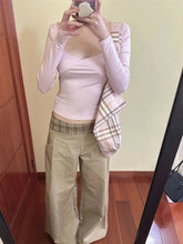 Voguable American Style Fashion Pink Deep V-neck T-shirt Women Korea Elegant Long Sleeve Slim Fit Outfits Flattering Base Top INS voguable