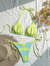 Voguable Sexy Laced Up Gradient Bikini Women Split Swimsuit Beach Vacation Bikini New All Season Backless Bikinis 2 Piece Set voguable