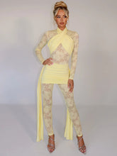Sexy Lace Jumpsuit Women Sheer Lace Patchwork Long Sleeve Jumpsuits Female Elegant Draped Ruched Skinny Jumpsuit voguable