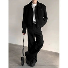 Korean Fashion Men Clothing High-end Short Jackets for Men Spring and Autumn American Zipper Lapel Bomber Jacket Streetwear voguable
