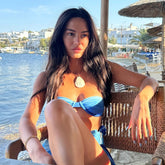 3Pcs Push Up Bikini Sexy Swimsuit Women Swimwear Female Blue Swim Suit Long Skirt High Cut Biquini Bodysuit Beachwear Cover Up voguable