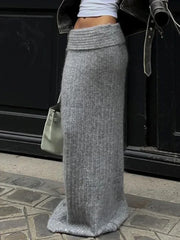 TARUXY Knitted High Waist Long Skirts For Women 2024 Retro Casual Loose Maxi Skirt Women's Autumn Winter Elegant Skirt Female voguable