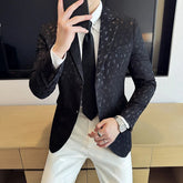 Voguable New British Style Korean Style Suit Jacket Business Formal Slim Fit Fashionable Printed Jacket Social Ball Groom Tailcoat Blazer voguable