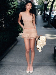 Sexy Off-shoulder Skirt Two Pieces Sets For Women Sleeveless Slim Fit Crop Top And Short Skirt Female Two Pieces Sets voguable