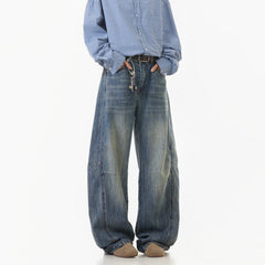 2025 Spring Men Denim Pants Straight Droop Vintage Loose Bottom Straight Wide Leg Casual Male Trousers Korean Style baggy jeans voguable