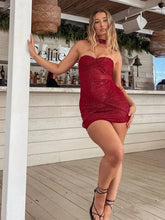 Mozision Halter Strapless Ruched Sexy Mini Dress For Women Robe Fashion Solid Off-shoulder Backless Sleeveless Club Dress New voguable