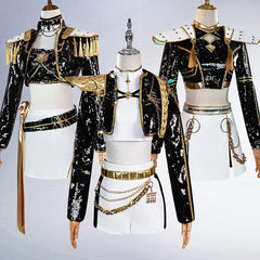 Rumi Zoey Mira Cosplay KPop Demon Hunters Cosplay Costume Wig Women Black Golden Suit Halloween Party Role Playing Outfit voguable