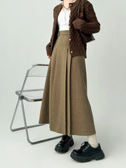 Women's A-line Black Pleated Skirt Vintage 90s Aesthetic Y2k Grey Long Skirt Harajuku Korean Skirts 2000s Clothes 2024 voguable