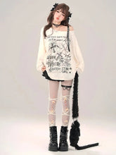 Gothic Vintage Oversize Long sleeve T shirt Women Sweet Sexy Off shoulder Tops Spring Autumn Fashion Holes Basic Tees voguable