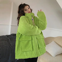 Winter Cotton Jacket Couple Corduroy Cotton Jacket New Style Work Clothes Loose Thickened Cotton Jacket Student voguable