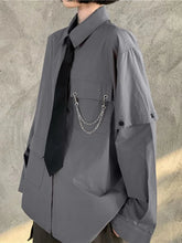 Voguable Dark Academic Gothic Tie Shirt Women Harajuku Vintage Patchwork Y2K Blouse Bf Oversize Loose Removable Long Sleeve Tops voguable