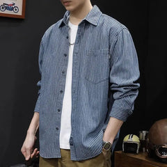 Spring Autumn New Fashion Striped POLO Collar Long Sleeve Blouse Men's Clothing Popularity Korean Casual All-match Trend Shirts voguable