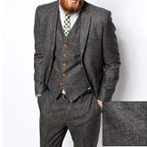 Voguable Grey Herringbone Tweed Winter Men Suits For Wedding Groom Tuxedo Formal Male Suit Fashion 3 Piece ( Jacket +Vest +Pants ) voguable