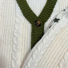 Cute Lantern Sleeve Knitted Cardigan Autumn Warm Embroidery Sweater Women Casual V-neck Single Breasted Sweater Coat Y2k voguable