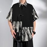 Voguable plus Size Men's Short Sleeve Shirt Mandarin Collar Tai Chi Kung Fu Top Frog-Button Traditional Chinese Summer Wear M-5XL voguable